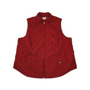 Croft & Barrow Quilted Zip Vest Red Women's Plus 3X Lightweight Puffer